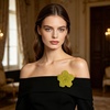 image:imageRhinestone Flower Brooch Pin for Women Men Elegant Sparkly Crystal Camellia Floral Lapel Pins Shawl Dress Suit Clothes Accessories Wedding Party Fashion Jewelry 105mmYellow