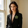 image:imageRhinestone Flower Brooch Pin for Women Men Elegant Sparkly Crystal Camellia Floral Lapel Pins Shawl Dress Suit Clothes Accessories Wedding Party Fashion Jewelry 105mmOlive Green