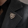image:imageVintage Shiny Rhinestone Leopard Head Brooches for Women Unisex Animal Pins Casual Accessories GiftsGoldenSmall