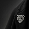 image:imageVintage Shiny Rhinestone Leopard Head Brooches for Women Unisex Animal Pins Casual Accessories GiftsSilverSmall