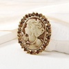 image:imageVintage Style Cameo Victorian Lady Maiden Crystal Rhinestone Pin Brooch Brown
