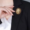 image:imageVintage Style Cameo Victorian Lady Maiden Crystal Rhinestone Pin Brooch Brown