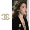 image:imageWomen rhinestone faux pearl brooch elegant crystal lapel pin alloy decorative brooch for coat blazer dressGold