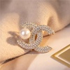 image:imageWomen rhinestone faux pearl brooch elegant crystal lapel pin alloy decorative brooch for coat blazer dressGold