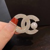 image:imageWomen rhinestone faux pearl brooch elegant crystal lapel pin alloy decorative brooch for coat blazer dressGold