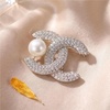 image:imageWomen rhinestone faux pearl brooch elegant crystal lapel pin alloy decorative brooch for coat blazer dressSilver