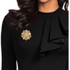 image:imageWomens Flowershape Statement Brooch Pin Crystal Brooch for WomenClear Goldtone