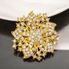 image:imageWomens Flowershape Statement Brooch Pin Crystal Brooch for WomenClear Goldtone
