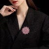 image:imageWomens Flowershape Statement Brooch Pin Crystal Brooch for WomenPink Silvertone