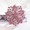 image:imageWomens Flowershape Statement Brooch Pin Crystal Brooch for WomenPink Silvertone