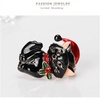 image:imagecoadipress Christmas Brooch Pins for Women Cute Crystal Christmas Tree Snowflake Reindeer Jingle Bell Animal Candy Bow Brooches Xmas Holiday Party GiftsCat Black