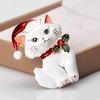 image:imagecoadipress Christmas Brooch Pins for Women Cute Crystal Christmas Tree Snowflake Reindeer Jingle Bell Animal Candy Bow Brooches Xmas Holiday Party GiftsCat White