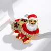 image:imagecoadipress Christmas Brooch Pins for Women Cute Crystal Christmas Tree Snowflake Reindeer Jingle Bell Animal Candy Bow Brooches Xmas Holiday Party GiftsSanta