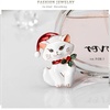 image:imagecoadipress Christmas Brooch Pins for Women Cute Crystal Christmas Tree Snowflake Reindeer Jingle Bell Animal Candy Bow Brooches Xmas Holiday Party GiftsCat White