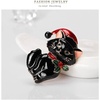 image:imagecoadipress Christmas Brooch Pins for Women Cute Crystal Christmas Tree Snowflake Reindeer Jingle Bell Animal Candy Bow Brooches Xmas Holiday Party GiftsCat Black