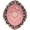 image:imageAlilang Vintage Inspired Antique Reproduct Rose Pink Crystal Flower Cameo Pin BroochRose Pink