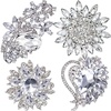 image:imageEzing 4 Pieces Lot Large Big Silver Gold Plated Assorted Crystal Rhinestones Brooch Pins SetC