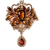 image:imageLAXPICOL Wedding Bridal Big Brown Crystal Rhinestone Bouquet Brooch Pin for Women Golden ToneBrown