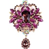 image:imageLAXPICOL Wedding Bridal Big Brown Crystal Rhinestone Bouquet Brooch Pin for Women Golden TonePurple