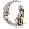 image:imageRhinestone Cat on the Moon Brooch Pin for Women Girls Vintage AB Crystal Animal Kitten Crescent Celestial Brooches Lapel Pins Dainty Exaggerated Christmas Easter Jewelry Unisex Gift