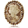 image:imageVintage Style Cameo Victorian Lady Maiden Crystal Rhinestone Pin Brooch Brown