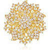 image:imageWomens Flowershape Statement Brooch Pin Crystal Brooch for WomenClear Goldtone