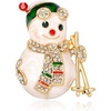 image:imagecoadipress Christmas Brooch Pins for Women Cute Crystal Christmas Tree Snowflake Reindeer Jingle Bell Animal Candy Bow Brooches Xmas Holiday Party GiftsSnowman