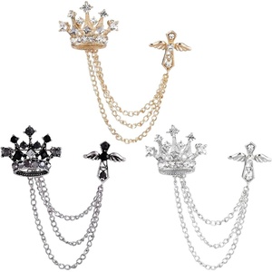 image:image3 Pack Rhinestone Brooch Lapel Pin Chain Set for Women Men