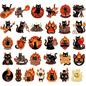 image:image3060 Pcs Cute Enamel Pins Bulk Lapel BroochFire Black Cat