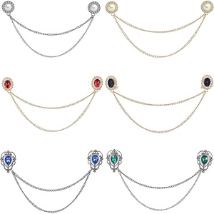 image:image6 Pcs Antique Sweater Shawl Clip Chain Renaissance Style Rose Bowknot Brooch Flowers Wings Heart Cardigan Pin Gold sliver For Woman MenD6PcsCubic Zirconia