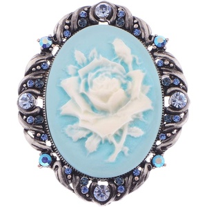 image:imageAlilang Vintage Inspired Antique Reproduct Rose Pink Crystal Flower Cameo Pin BroochBlue