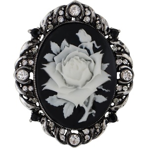 image:imageAlilang Vintage Inspired Antique Reproduct Rose Pink Crystal Flower Cameo Pin BroochGrey