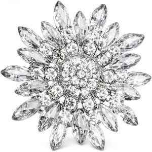 image:imageCrystal Flower Rhinestone Brooches for Women Corsage Brooch Pin Silver Brooch Pins for Women Rhinestone Appliques for Dresses Wedding Bridal Scarf Hat Bag