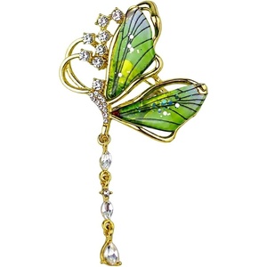 image:imageCrystal Green Butterfly Brooch Pin For Women Vest Blazer Suit Jacket Jeweled Butterfly Green Glass Wings Lapel Brooch Elegant Feminine Suit Pin For Her Women Girls Backpack Hat Decoration Sparkling Insect Jewelry Accessories Fashion Gift For Girl Women