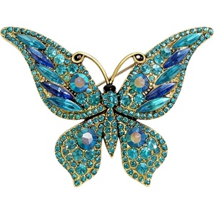 image:imageCrystal Rhinestone Butterfly BroochElegant Butterfly Lapel PinsDeep Blue
