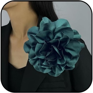image:imageDainty Satin Fabric Rose Flower Brooches 75in Extra Large Big Camellia Flower Brooches Lapel Pins for Women Wedding Party Dance Dress Clothes AccessoriesGreen