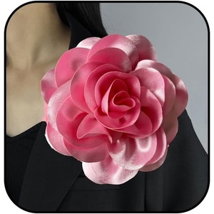 image:imageDainty Satin Fabric Rose Flower Brooches 75in Extra Large Big Camellia Flower Brooches Lapel Pins for Women Wedding Party Dance Dress Clothes AccessoriesLight Pink