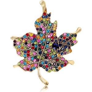 image:imageDreuyet Maple Leaf Brooch Pin For Women Fall Thanksgiving Crystal Colorful Maple Leaf Lapel Pin Party Prom Wedding Thanksgiving Jewelry Giftmaple leaves C