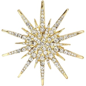 image:imageFashion CZ Star Brooch Lapel Pin for Women Men Crystal Rhinestone Star Burst Corsage Brooches Pins Dainty for Dress Suit Hat Badge Bouquet Boutonniere Clothes Accessories Trendy JewelryGold