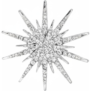 image:imageFashion CZ Star Brooch Lapel Pin for Women Men Crystal Rhinestone Star Burst Corsage Brooches Pins Dainty for Dress Suit Hat Badge Bouquet Boutonniere Clothes Accessories Trendy JewelrySilver