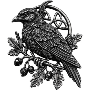 image:imageGothic Celtic Raven Brooch  Dark Academia Statement Pin Celtic Jewelry Crow Crescent Goth Emo Punk Accessories Norse Raven TalismanA  Silver