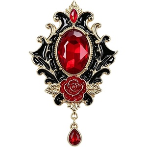 image:imageGothic Rose Brooch for Women Red Victorian Statement Brooch Pin