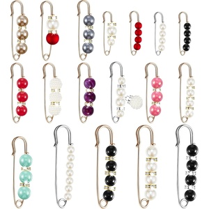 image:imageHicarer 18 Pcs Pearl Safety Pin Brooches for Women Clothing Vintage StyleBright Style