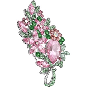 image:imagePin with Rhinestone Brooch Crystal Floral Bouquet Brooch with Teardrop Gem Elegant Lapel Pin for Dress Coat Scarf Spring Jewelry Gifts for Women