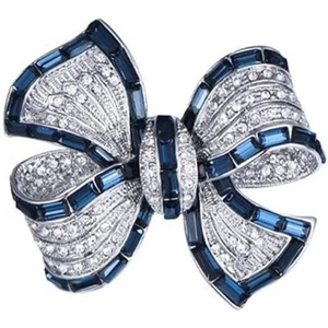 image:imageRhinestone Bow Collar Brooch Crystal Bow Brooch Pin Vintage Blue Sparkling lapel Pin Crystal Collar Pin Ribbon Bow Brooch Badge Clothing Accessory Womens Jewelry Gift