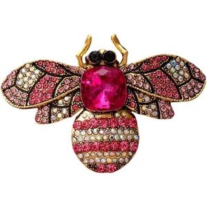 image:imageRhinestone Crystal Bee Pin Brooch Statement Imitation Pearls Bee Brooch Shiny Rhinestone Beaded Insect Pin Jewelry Vintage Clothes DecorationPink