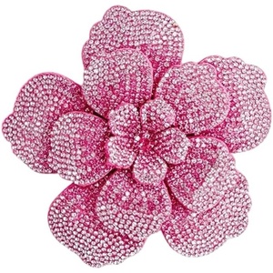 image:imageRhinestone Flower Brooch Pin for Women Men Elegant Sparkly Crystal Camellia Floral Lapel Pins Shawl Dress Suit Clothes Accessories Wedding Party Fashion Jewelry 105mmLight Pink