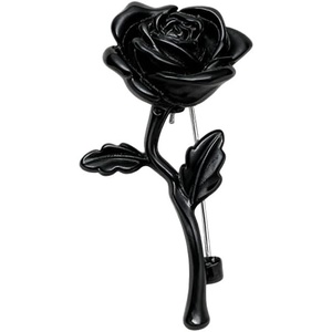 image:imageRose Flower Brooch Pin for Women Men Dainty Floral Lapel Pins for Jacket Scarf Dress Clothes Hat Accessories Wedding Party Fashion JewelryBlack