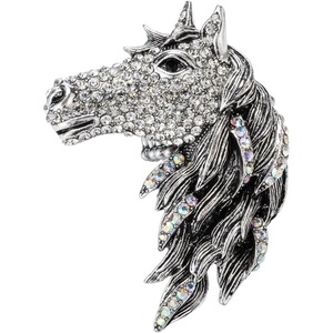 image:imageSzxc Jewelry Womens Crystal Big Horse Brooch Pendant Necklacesilver