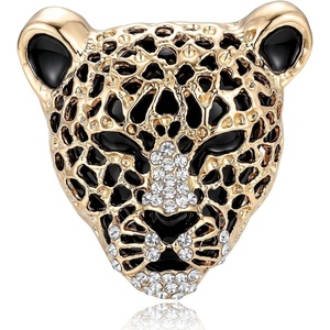 image:imageVintage Shiny Rhinestone Leopard Head Brooches for Women Unisex Animal Pins Casual Accessories GiftsGolden